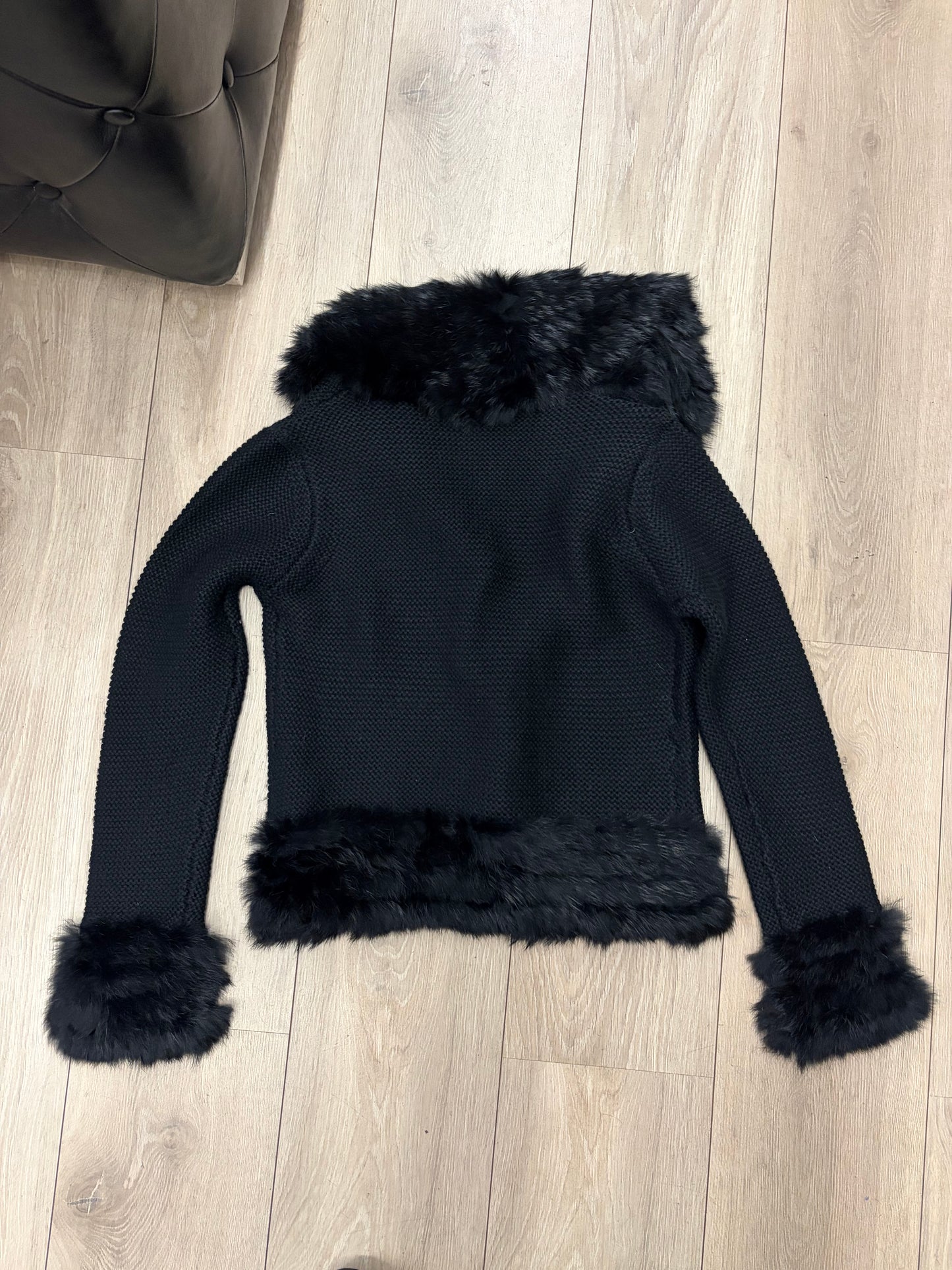 Marella Rabbit Fur Trim Knit Jacket #13297