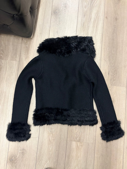 Marella Rabbit Fur Trim Knit Jacket #13297