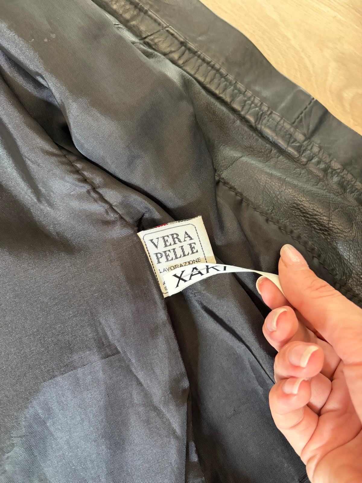 Vintage Italian Black Leather Zip Jacket #11993