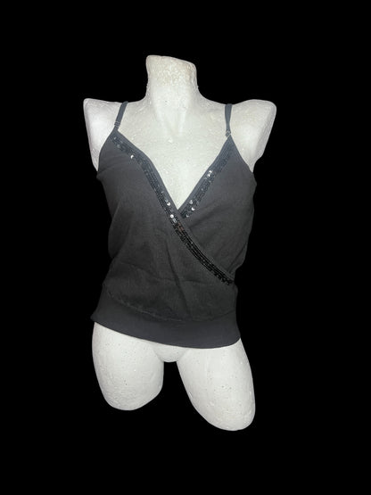 Y2K Black Sequin Trim Cami Top #9743