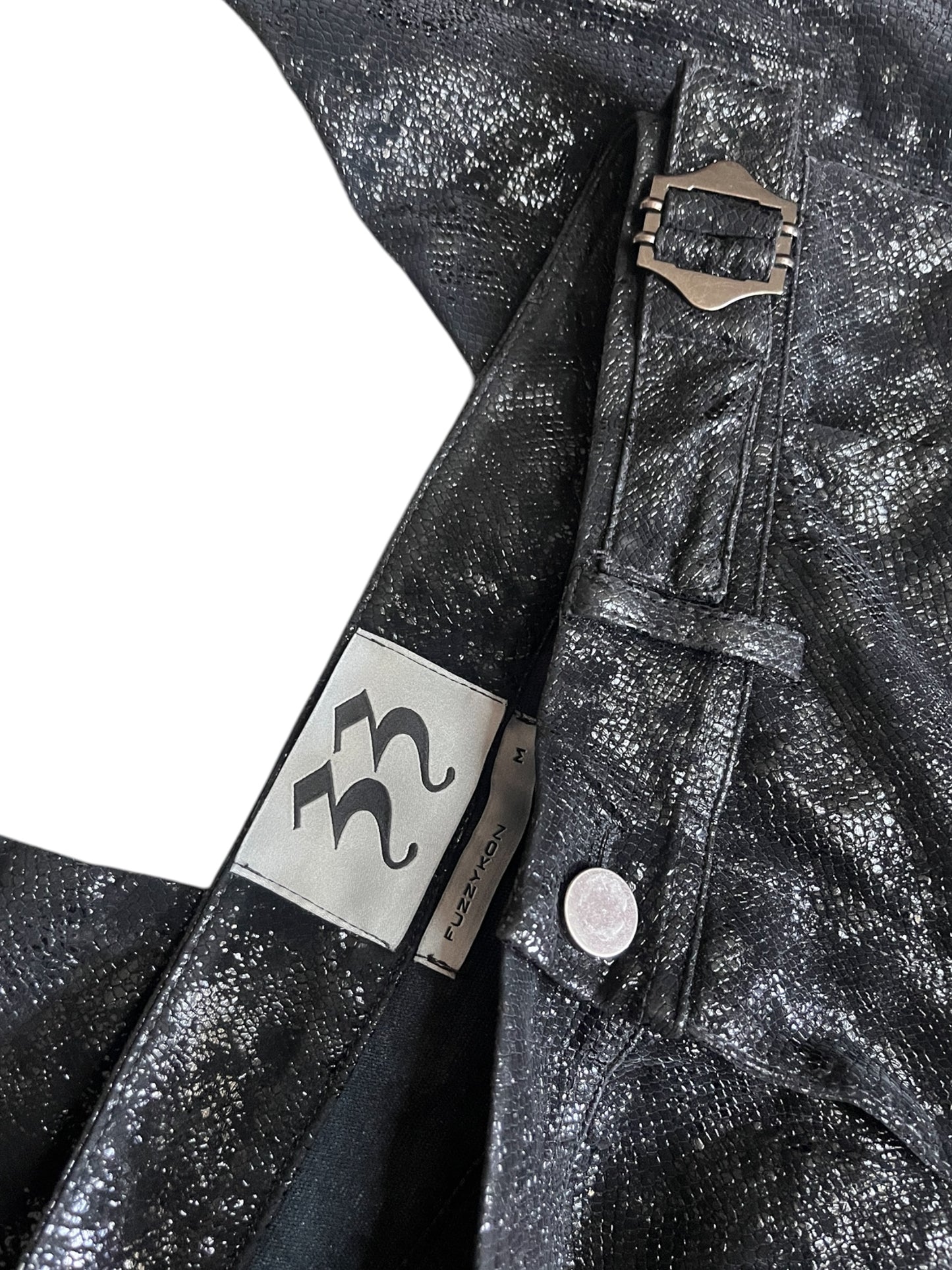 Black Leather Flare Pants – Textured Finish #12174