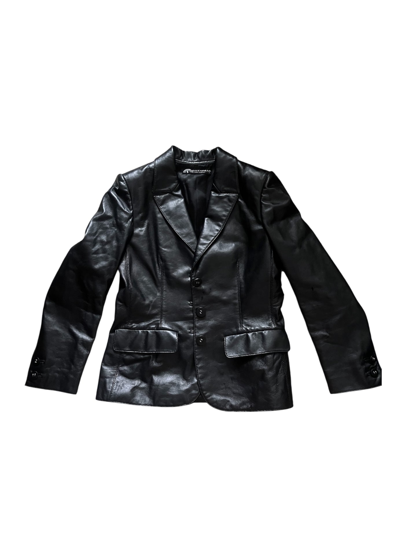Clucavallo Black Leather Tailored Blazer – IT 38 #11707