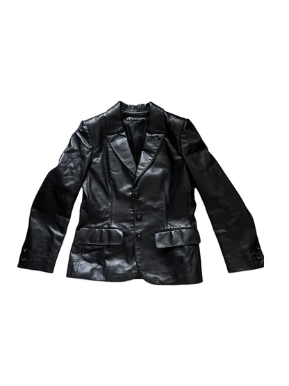 Clucavallo Black Leather Tailored Blazer – IT 38 #11707