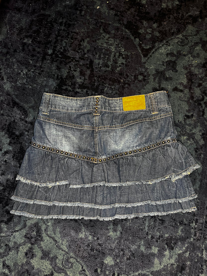 Denim ruffle-mini Skirt #9773