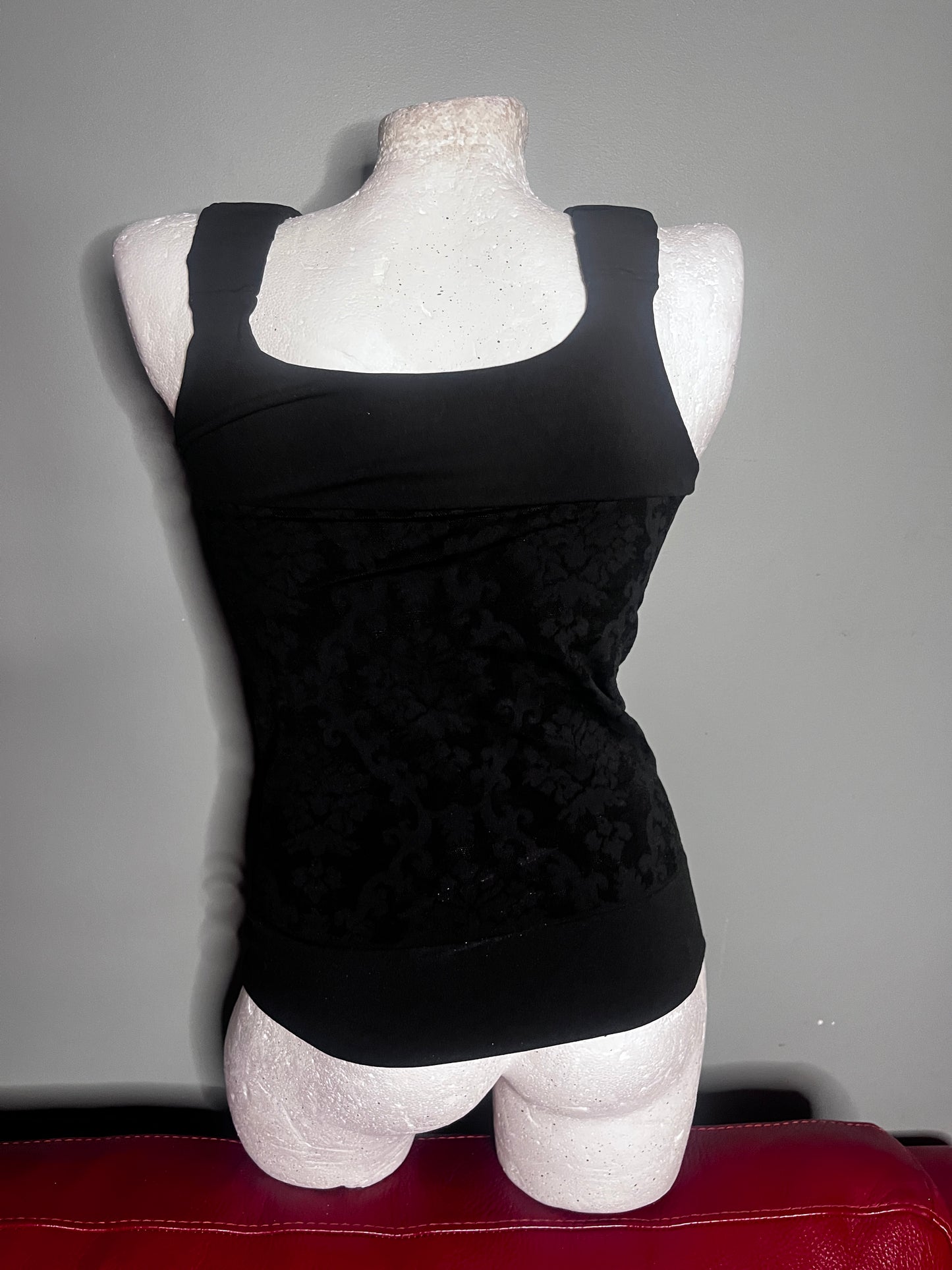 Black Baroque Flocked Corset Tank #11088