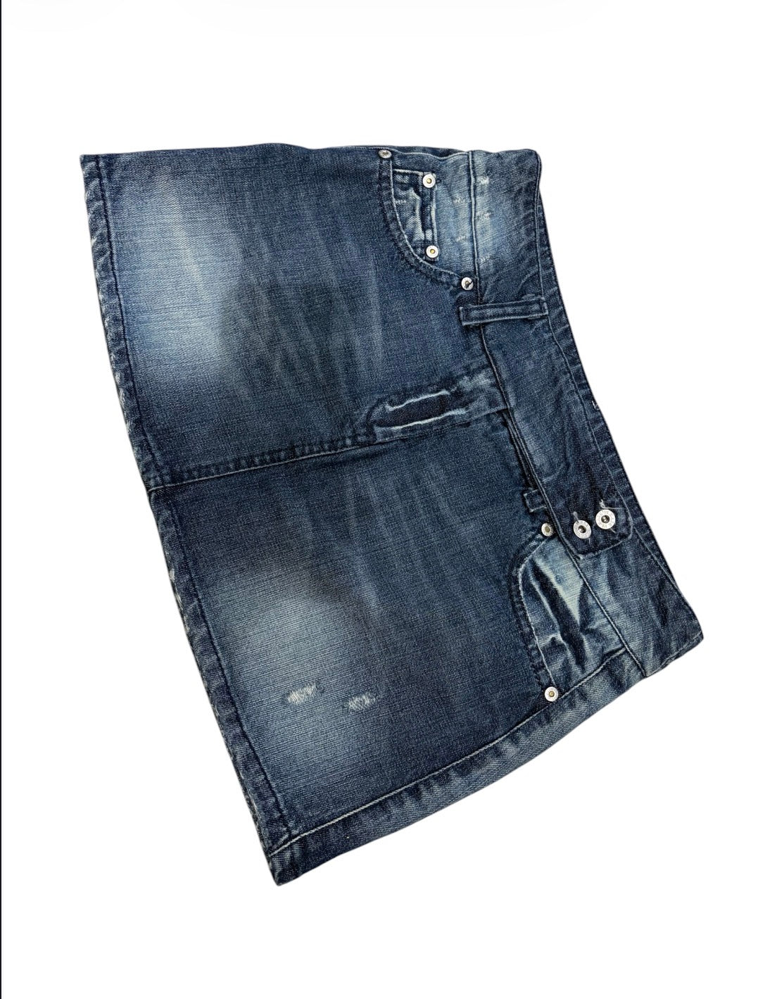 Please Distressed Denim Wrap Skirt #13319
