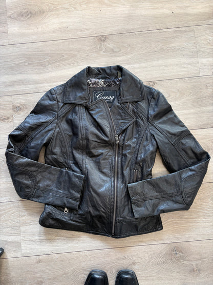 Guess Black Leather Biker Jacket #13253