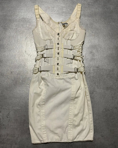 Dolce & Gabbana D&G Spring/Summer 2004 White Bondage Dress (Size S) #13772