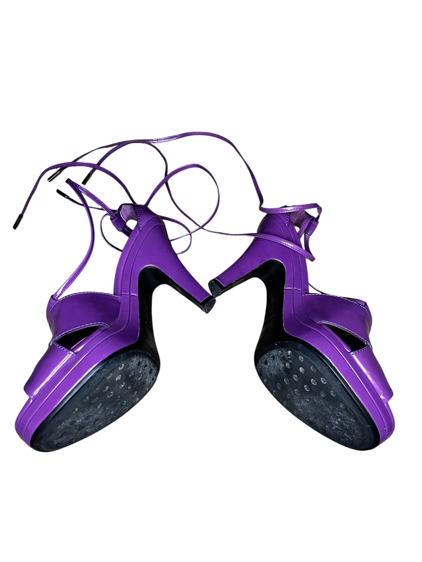 Tod’s Purple Patent Leather Lace-Up Platform Sandals #9606