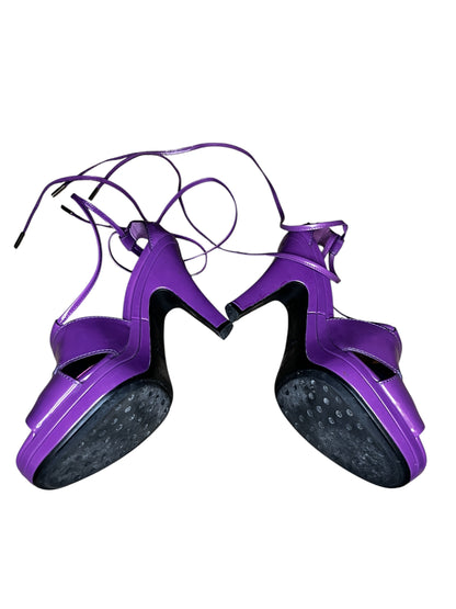 Tod’s Purple Patent Leather Lace-Up Platform Sandals #9606
