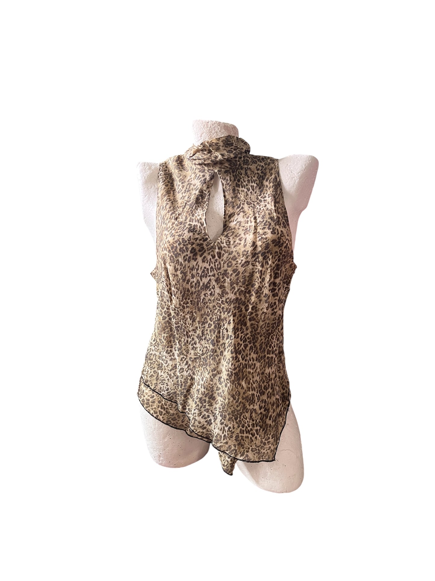 Leopard print silk halter top #12594