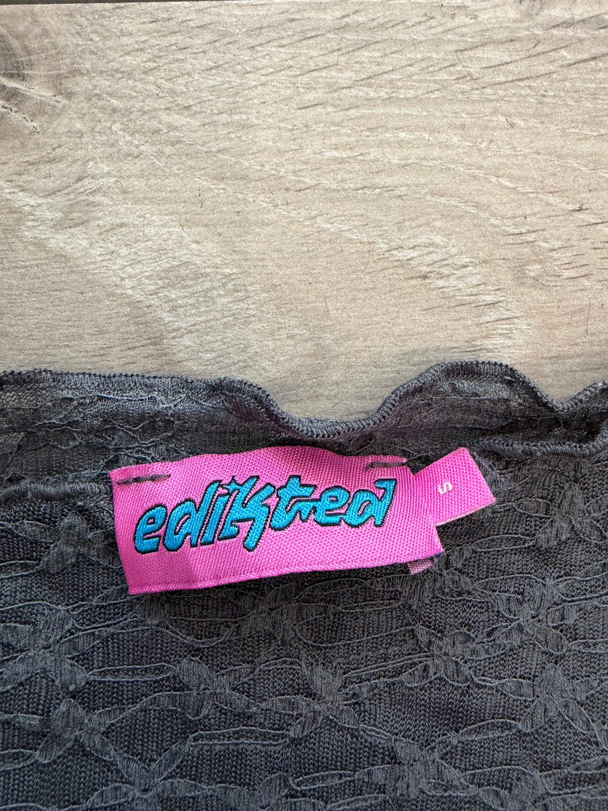 2000s Eally Tired Grey Floral Mesh Top #13263