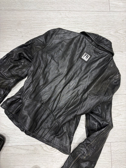 Freaky Nation Fitted Leather Biker Jacket #13325