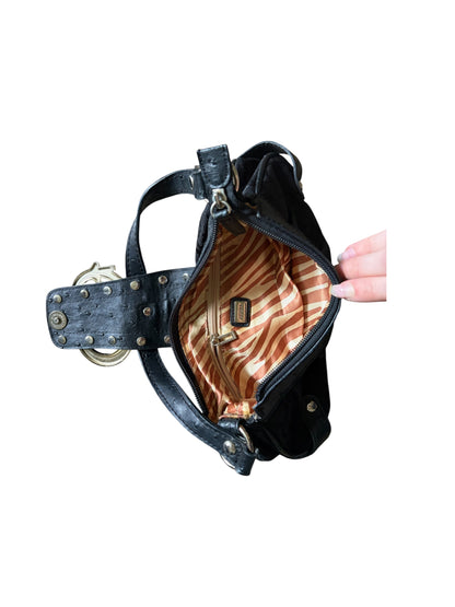 Guess Black Monogram Baguette Bag with Gold Buckle #13559