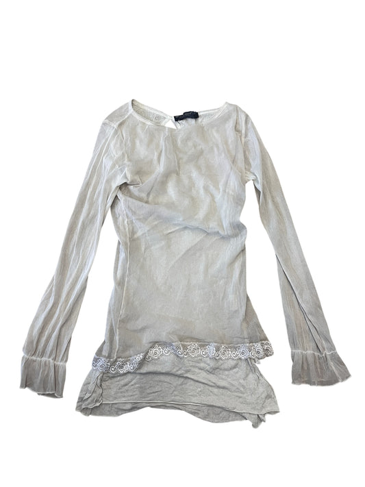 Sheer Lace Trim Layer Top #11849