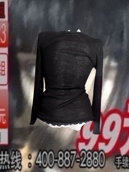 Ribbon Corset Knit Top #10646