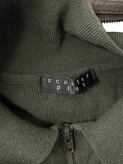 Dark Olive Zip Knit Jacket #11304