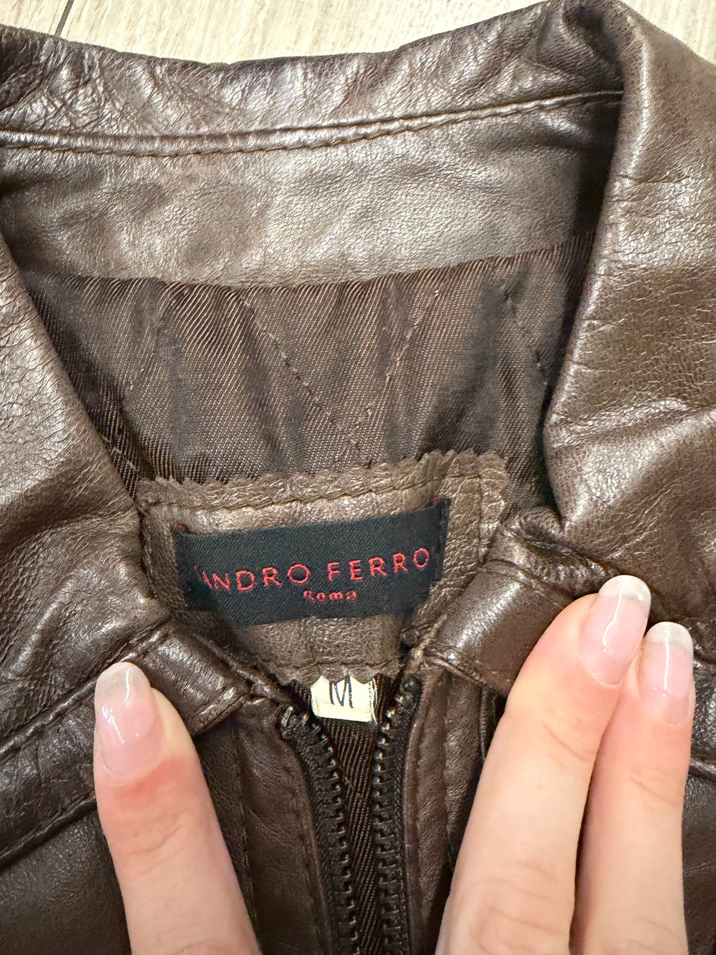 Sandro Ferro Brown Leather Jacket #13298