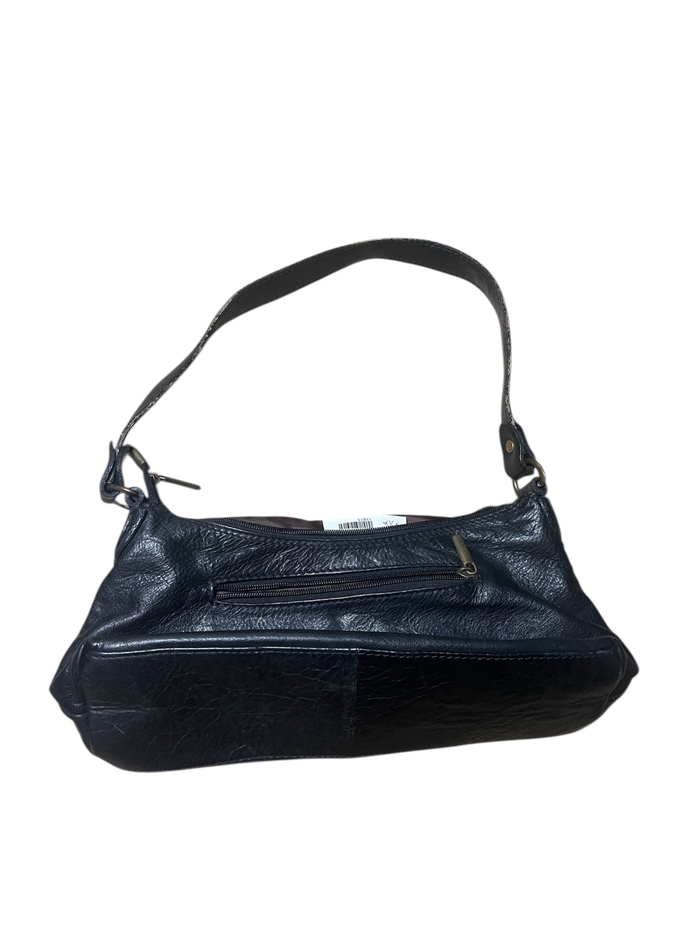 Y2K Black Genuine Leather Baguette Bag #12015
