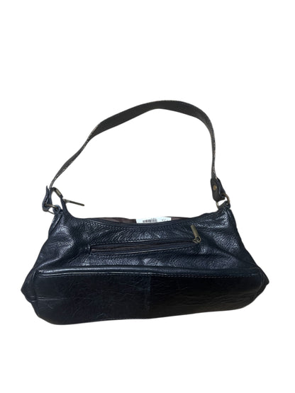 Y2K Black Genuine Leather Baguette Bag #12015