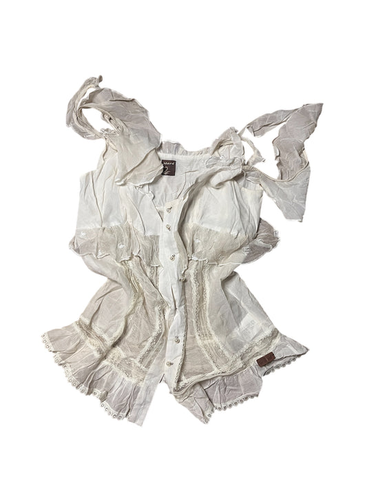 PHARD Silk sheer Lace Ruffle Blouse #12038