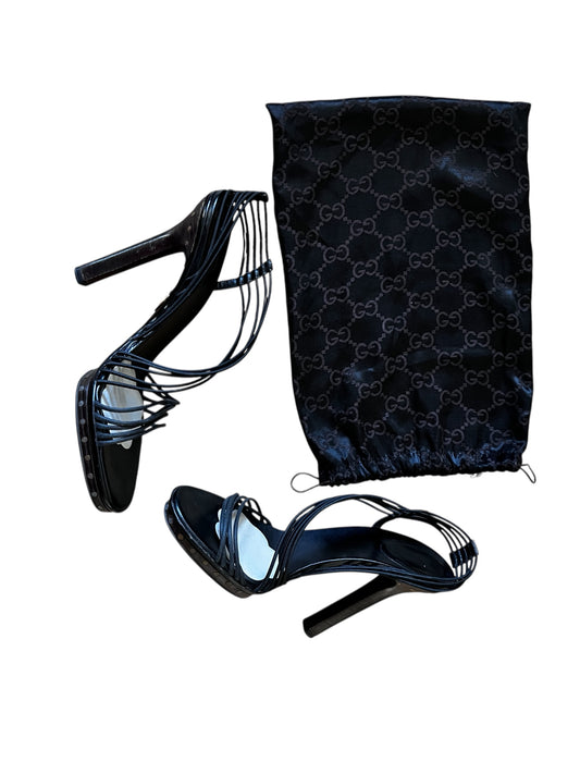 90s Gucci Black Strappy Heels #9241