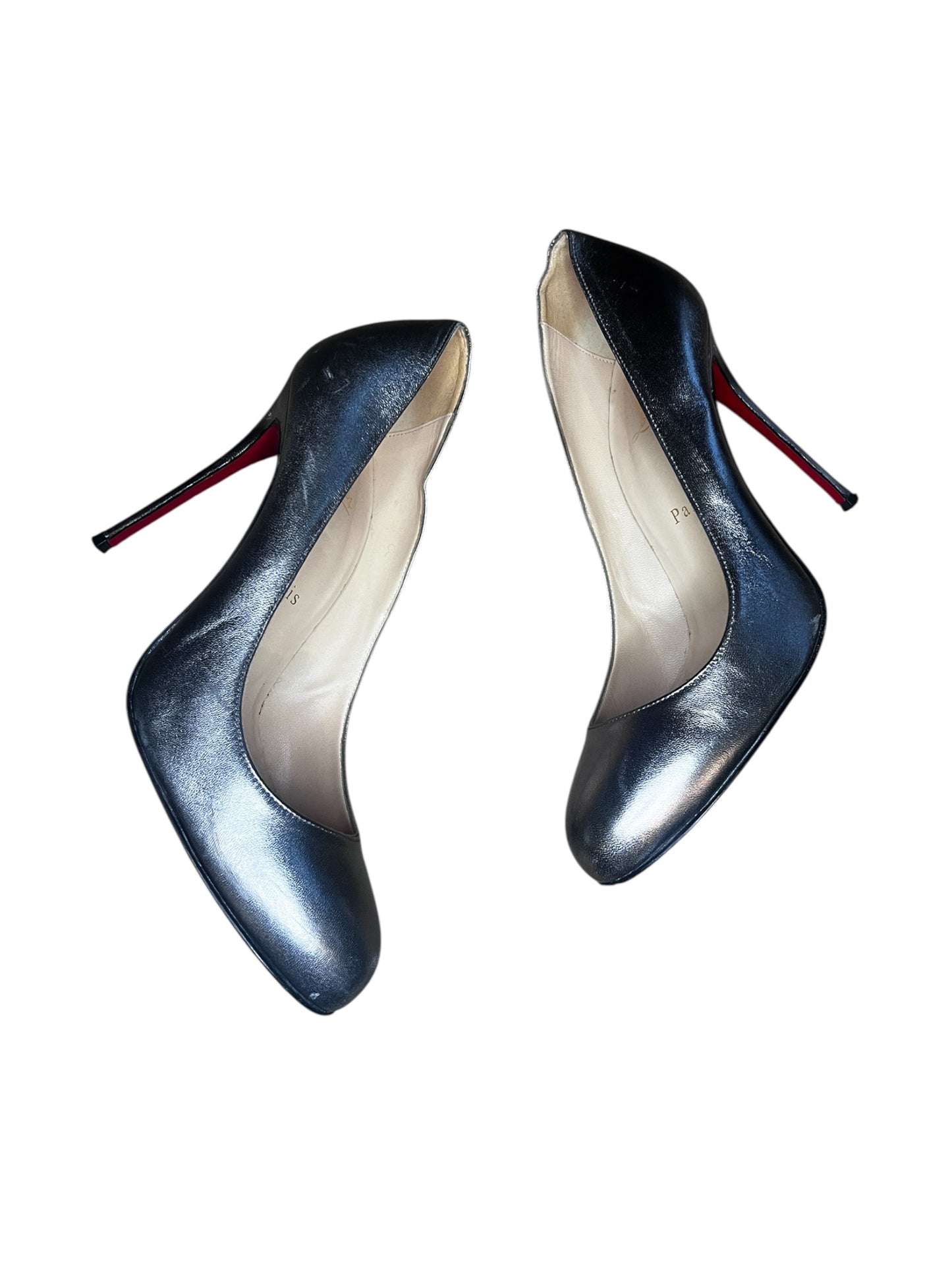 Christian Louboutin Metallic Silver Leather Pumps – Size 39 #9602