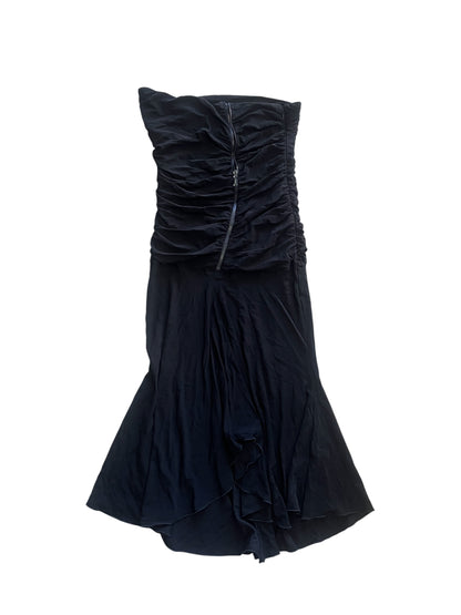 Iceberg Black Strapless Ruched Zip Dress #12383