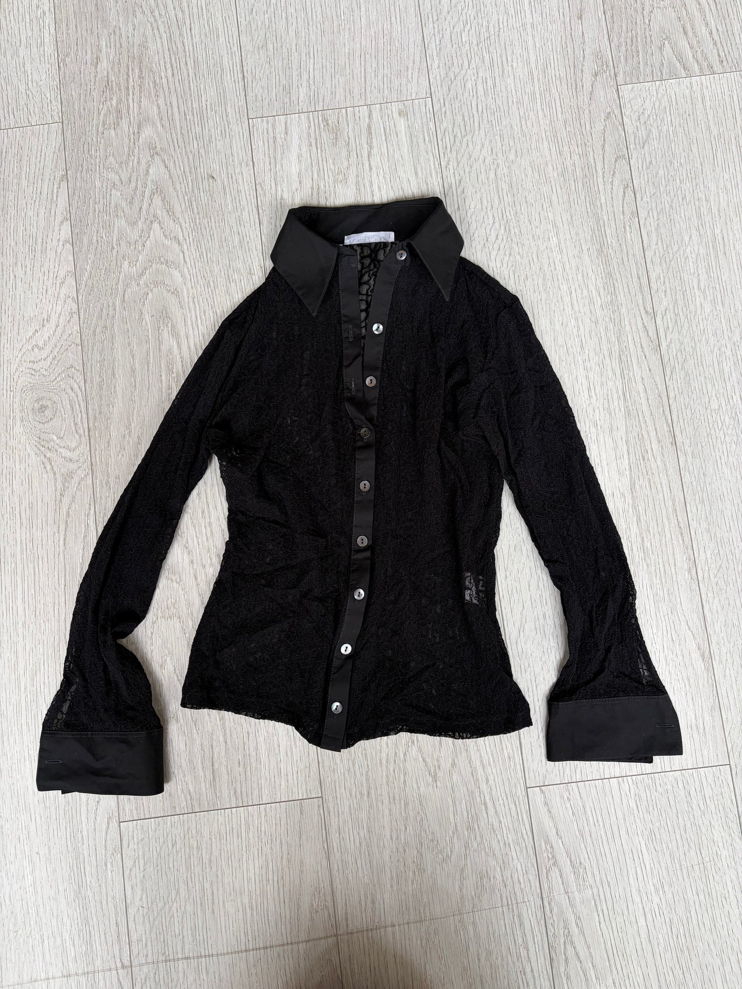 2000s Lace Button- Up Shirt #13163