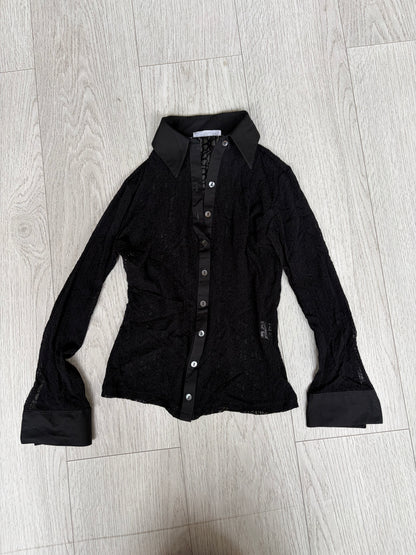 2000s Lace Button- Up Shirt #13163