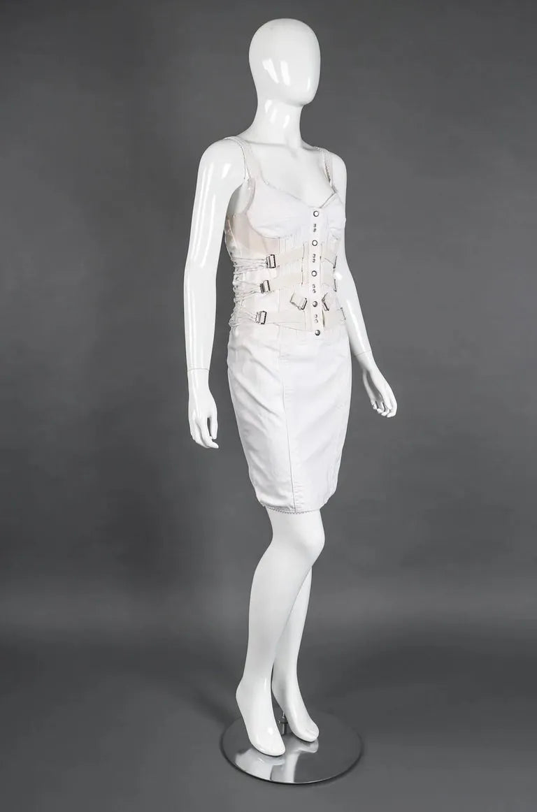 Dolce & Gabbana D&G Spring/Summer 2004 White Bondage Dress (Size S) #13772