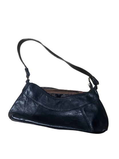 Y2K Black Genuine Leather Baguette Bag #12015