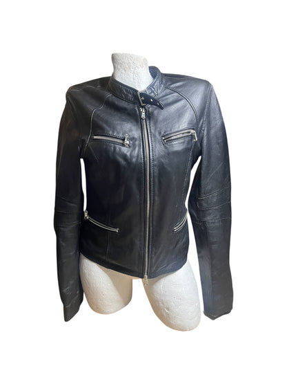 Black Leather Moto Jacket – Vera Pelle #12048