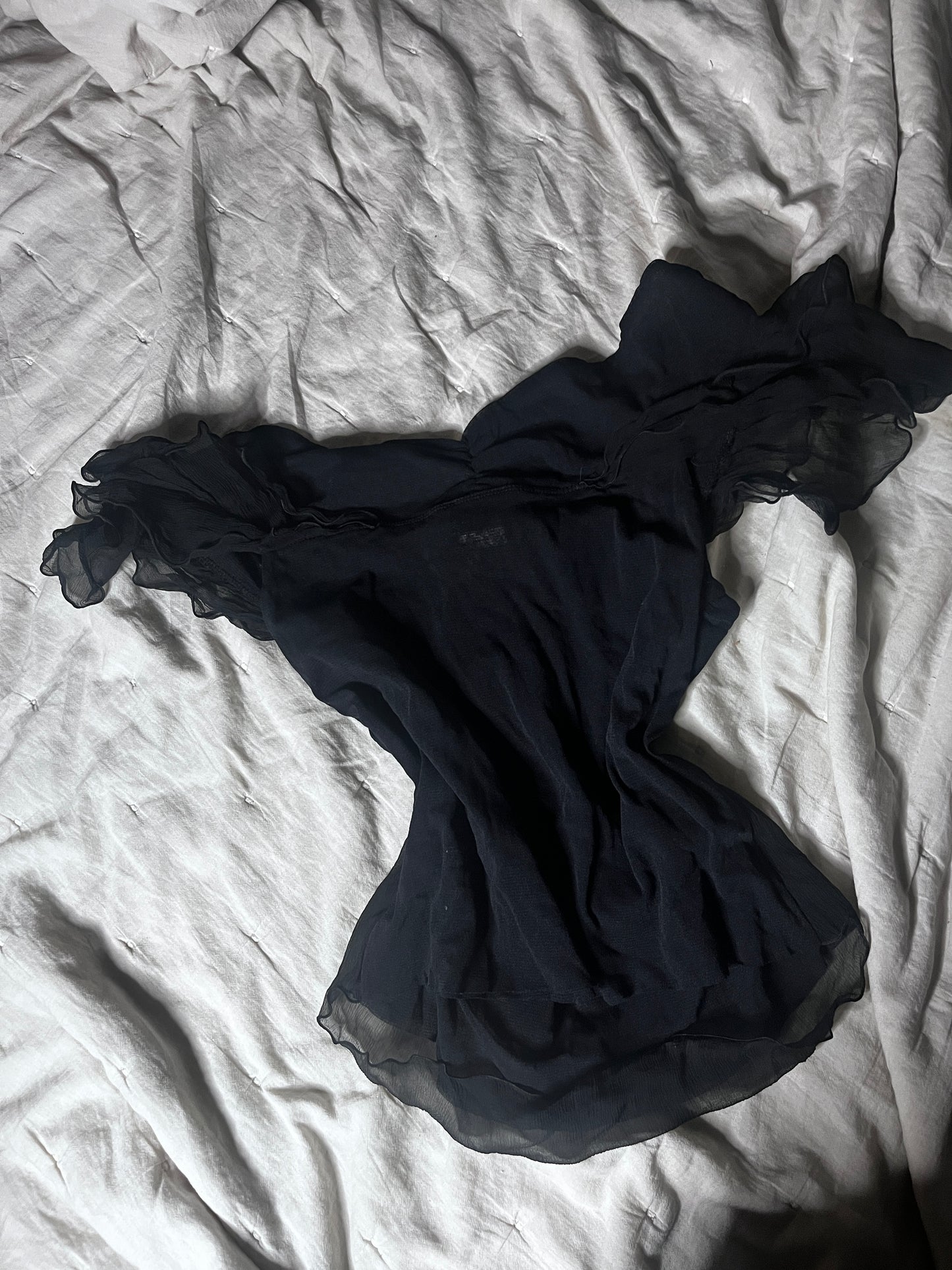 Roberta Scarpa black silk fairy top – made in Italy #11090