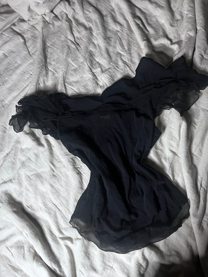 Roberta Scarpa black silk fairy top – made in Italy #11090