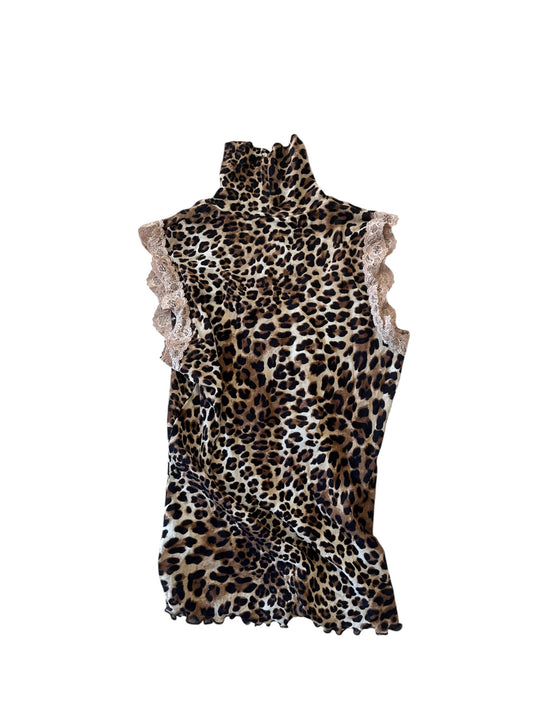 Leopard Lace Mock Neck Top #12781