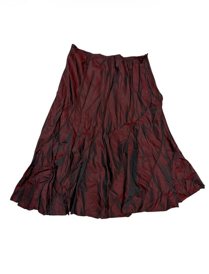 Burgundy Iridescent Panelled Midi Skirt #13333