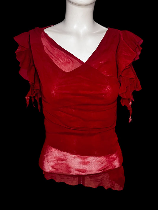 Red Mesh Top #6652