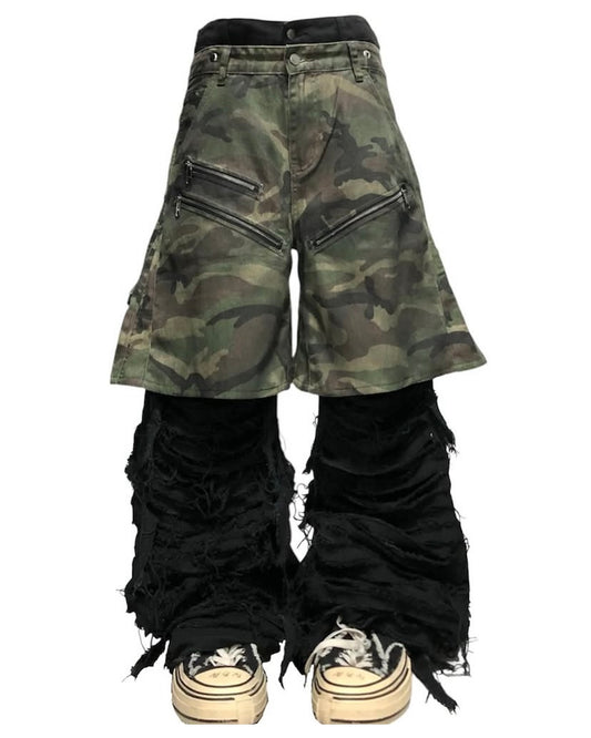 MM.option official black military layerd pant #7599