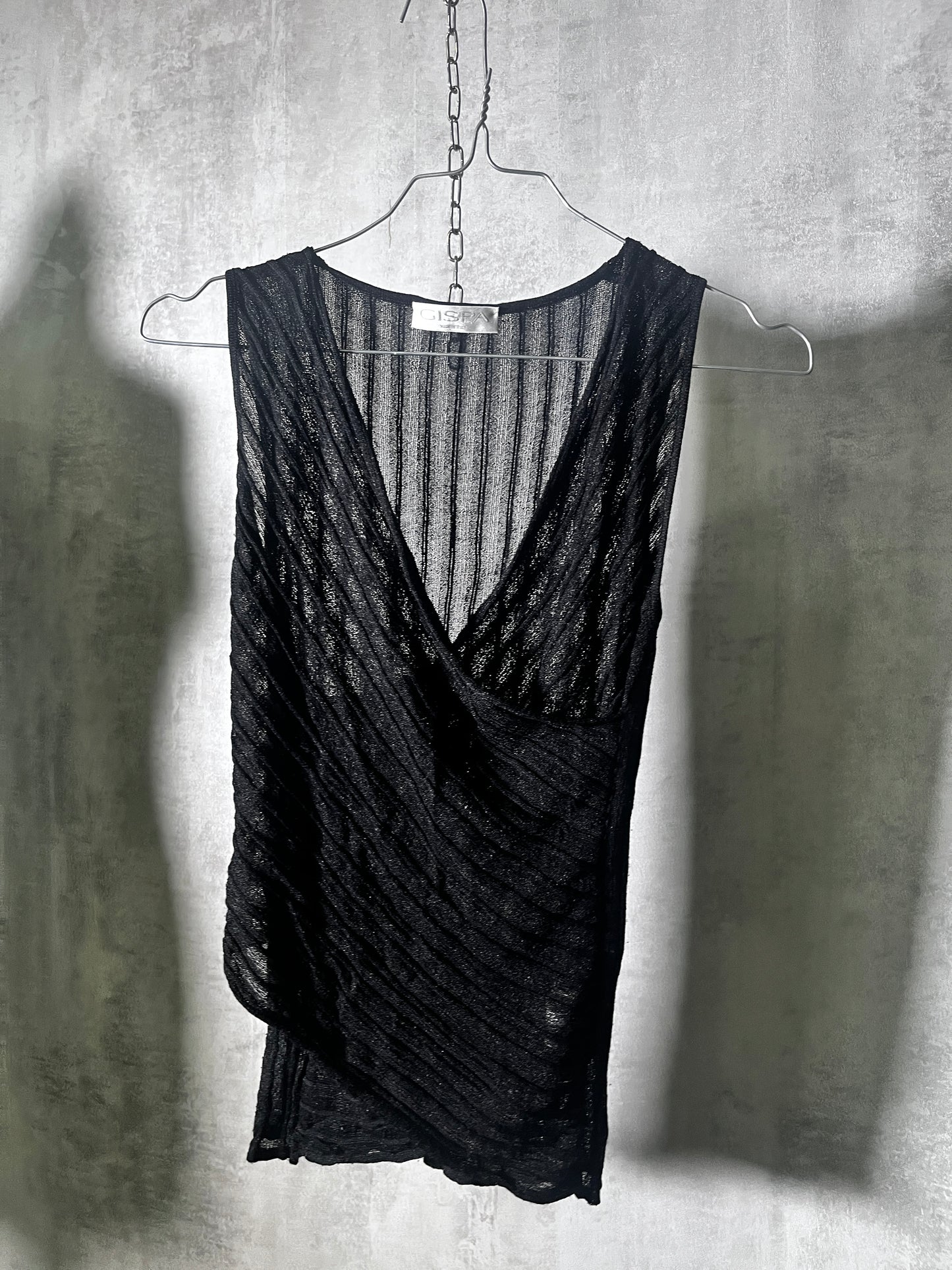 Black Asymmetrical Knit Top #10524