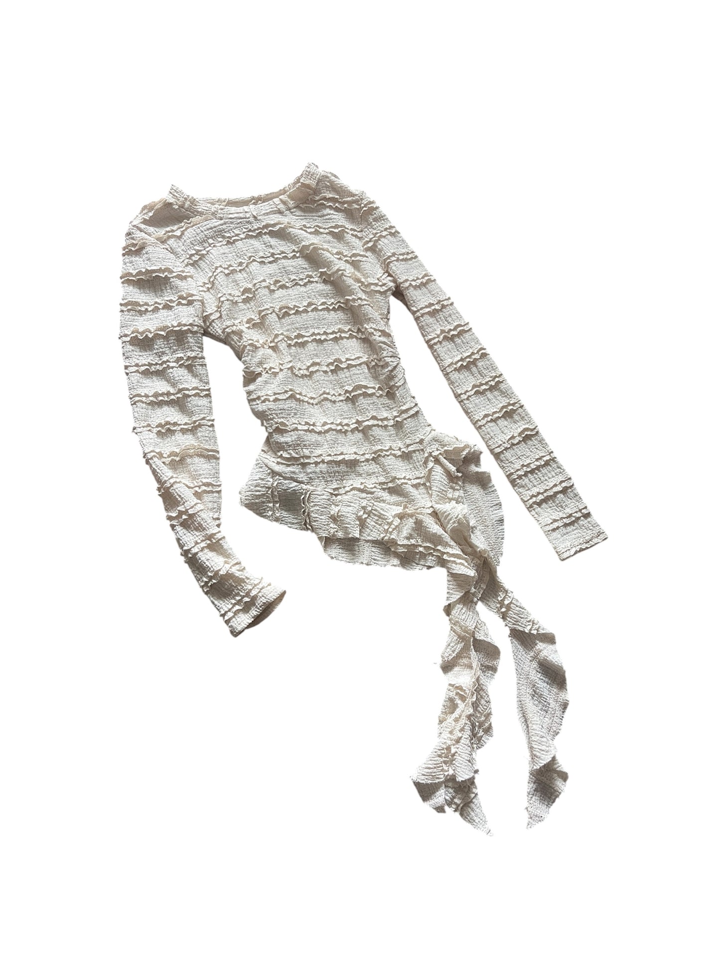 Cream textured asymmetrical top #12588