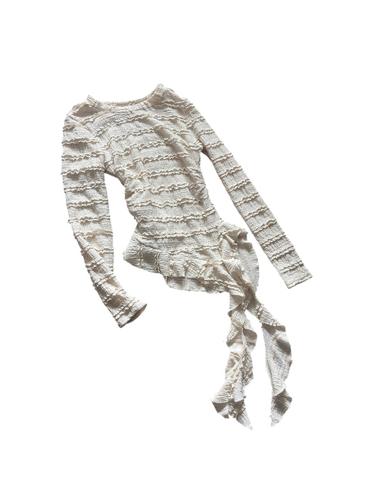 Cream textured asymmetrical top #12588