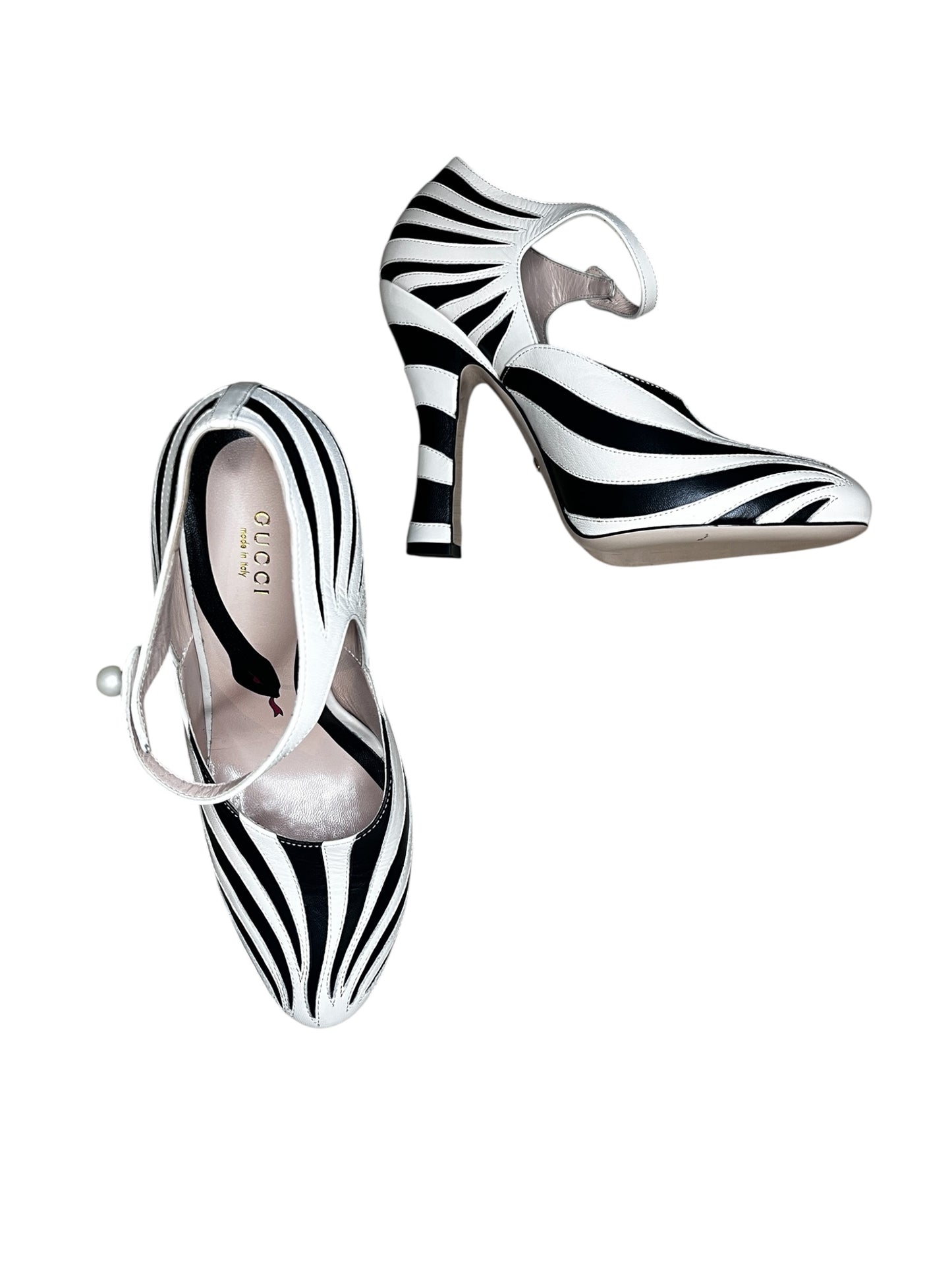 Gucci Black & White Zebra Print Mary Jane Pumps #9604