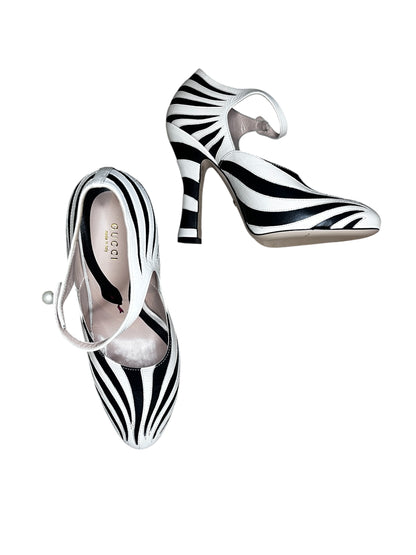 Gucci Black & White Zebra Print Mary Jane Pumps #9604