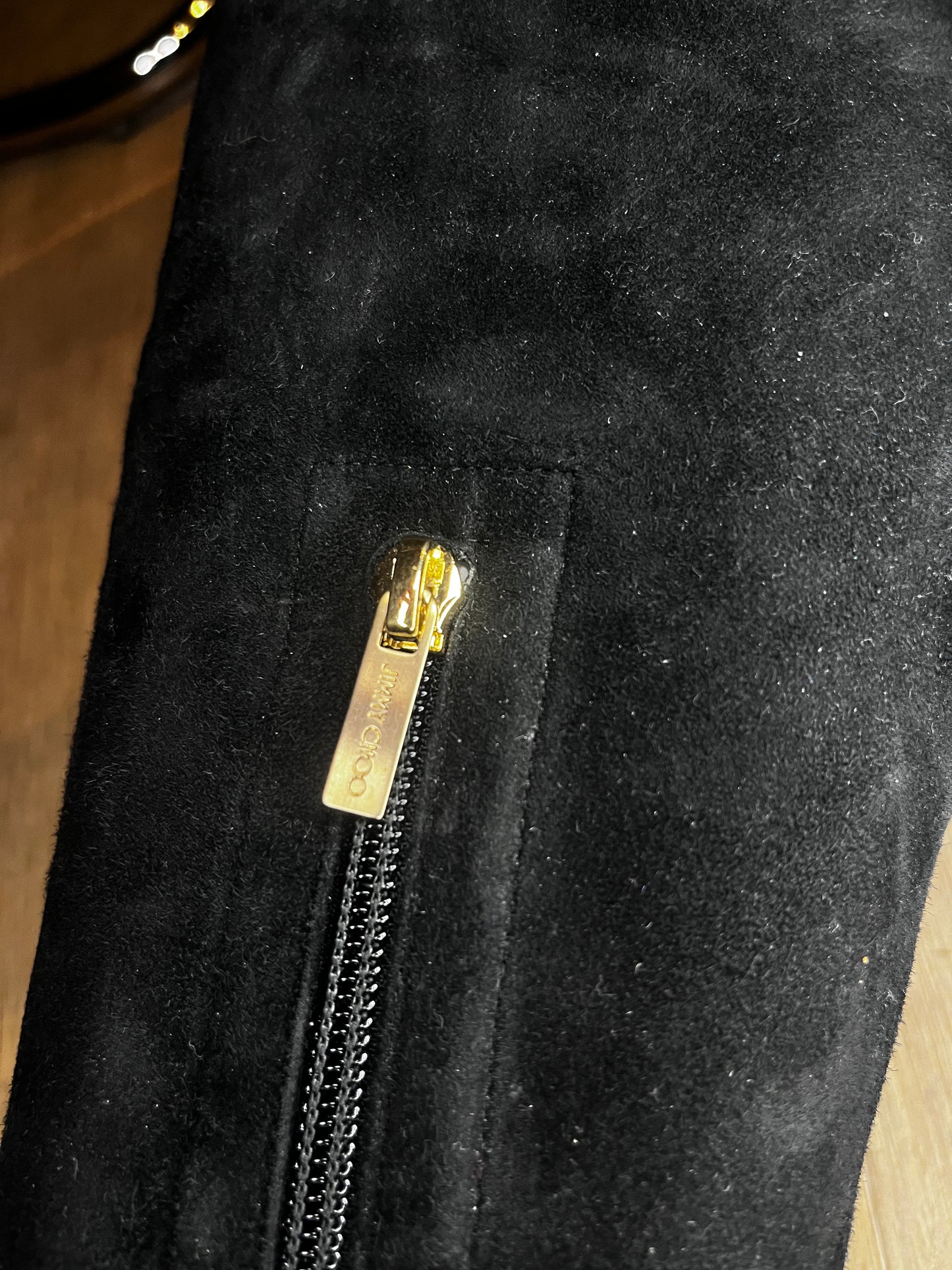 Jimmy Choo Black Suede Knee-High Stiletto Boots – Size 38.5 #9624