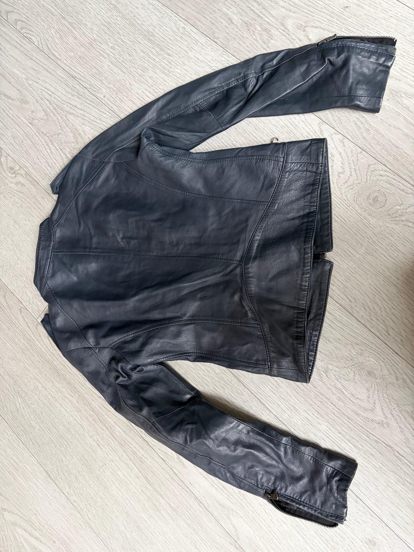 Panelled Leather Biker Jacket #13177
