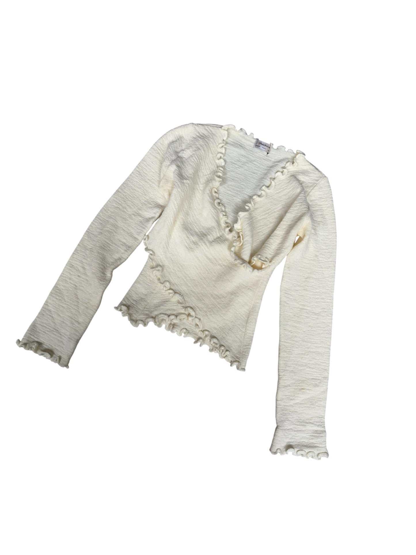 Féminine Ruffled Wrap Knit Top #13165