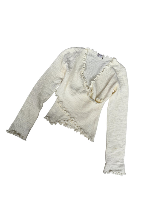 Féminine Ruffled Wrap Knit Top #13165