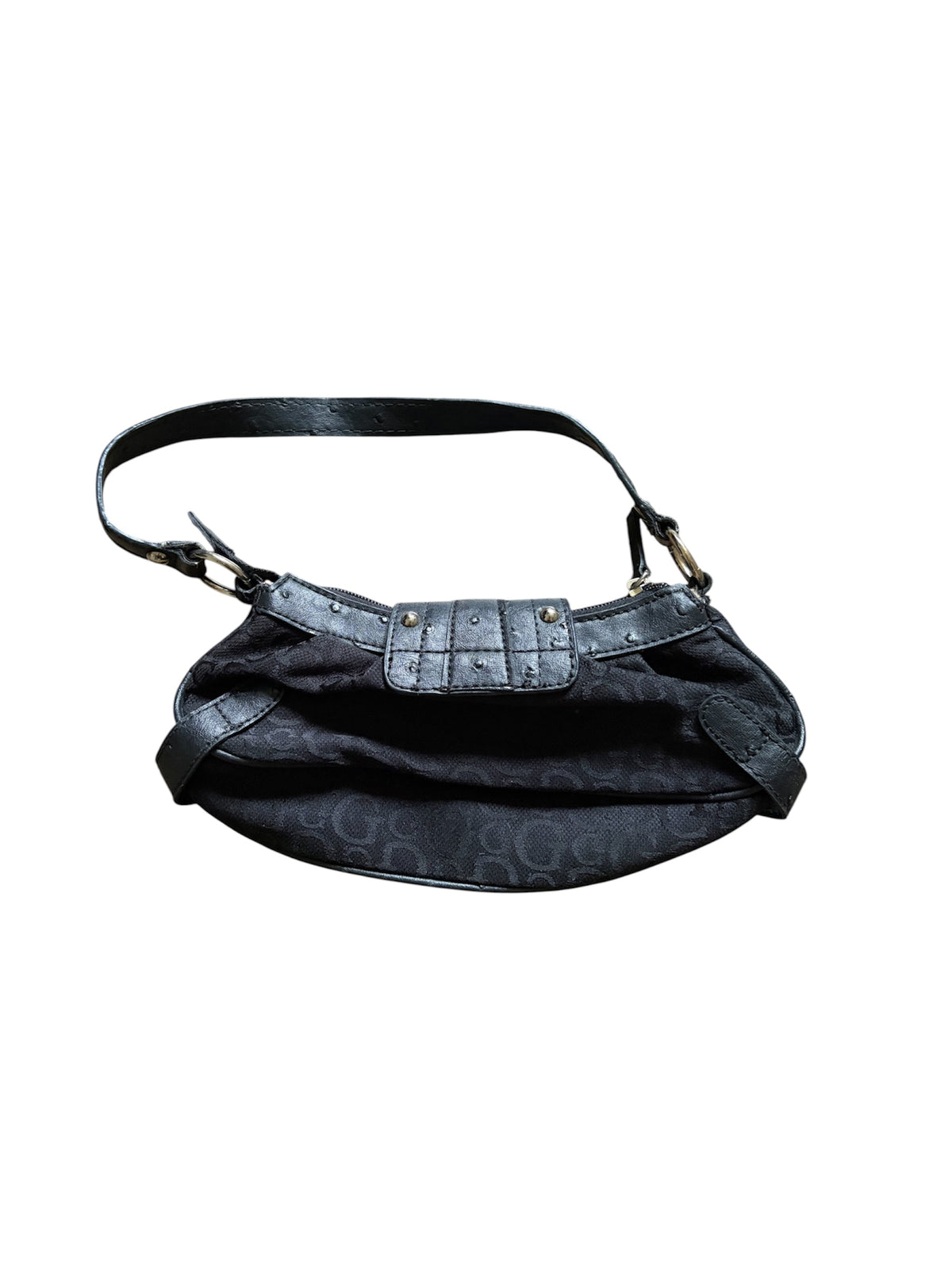 Guess Black Monogram Baguette Bag with Gold Buckle #13559