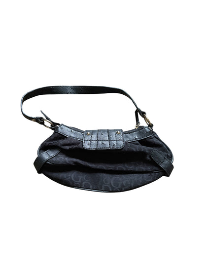 Guess Black Monogram Baguette Bag with Gold Buckle #13559
